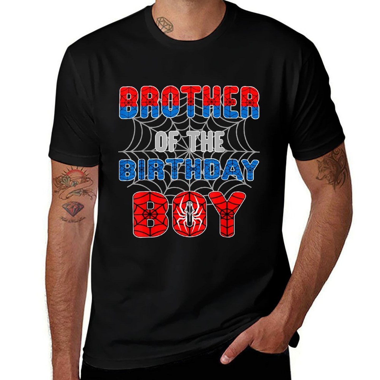 Spider Web Birthday Party Brother of The Birthday Boy  Stretchy T-Shirt