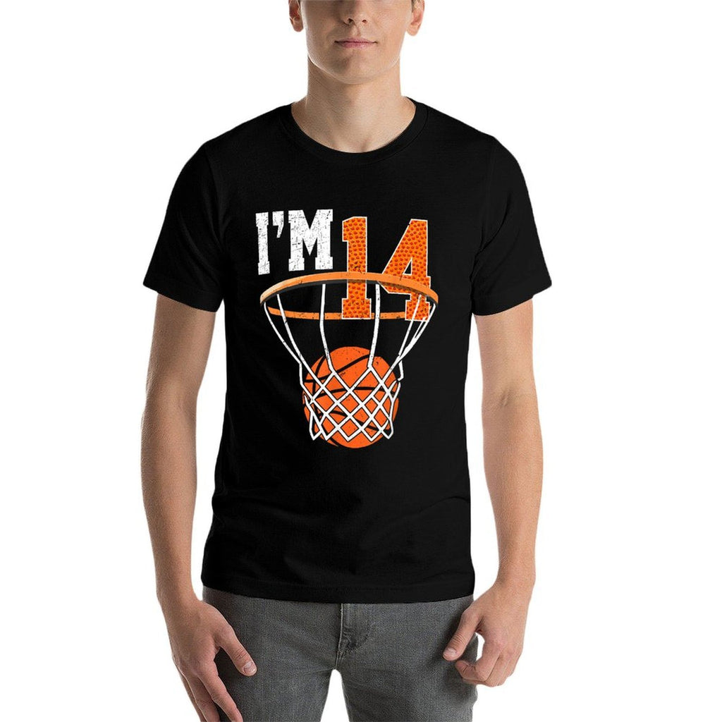 14th Birthday Boys Basketball 14 Year Old Birthday  Tagless Design T-Shirt