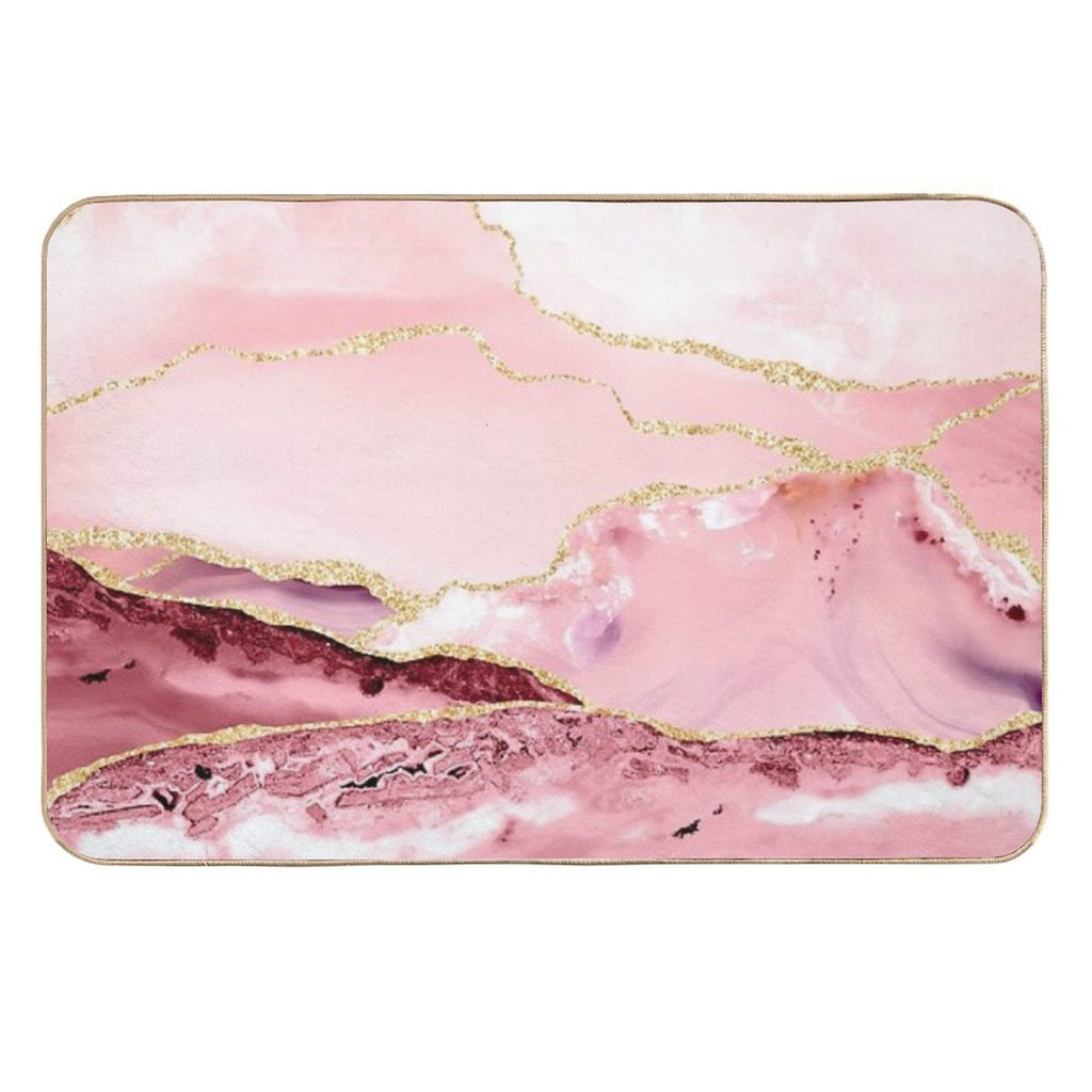 Beautiful Mermaid Faux Marble With Gold Glitter Veins  Long-Lasting Bath Mat