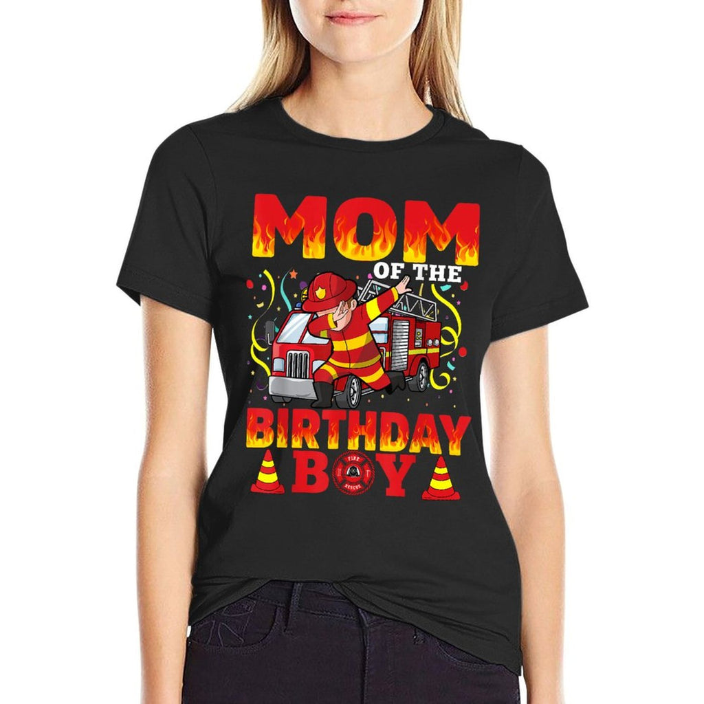 Mom Of The Birthday Boy Fire Truck Firefighter Boys  Soft T-Shirt