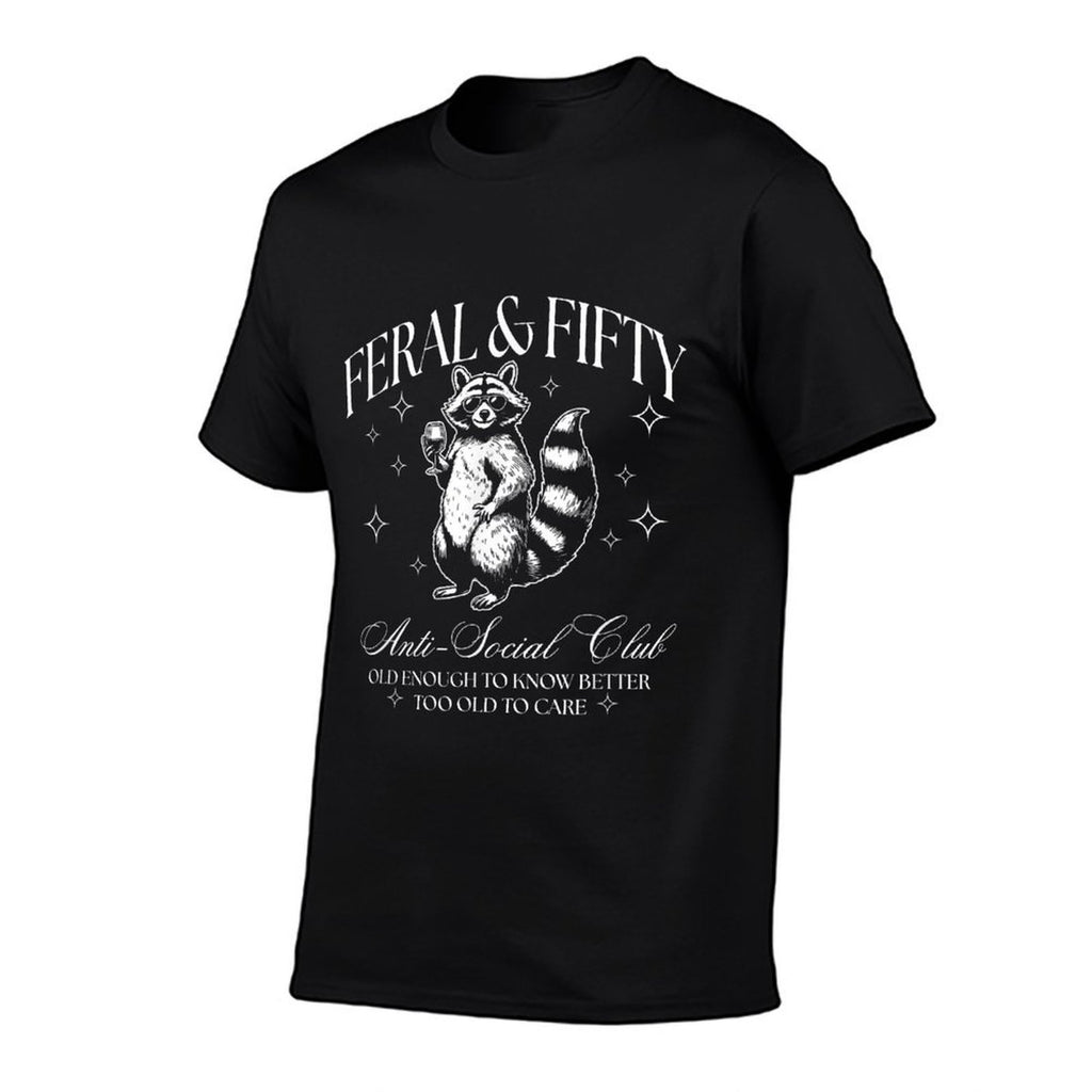 Feral And Fifty, Funny 50th Birthday Raccoon, Feral Fifty  Summer-ready Fabric T-Shirt