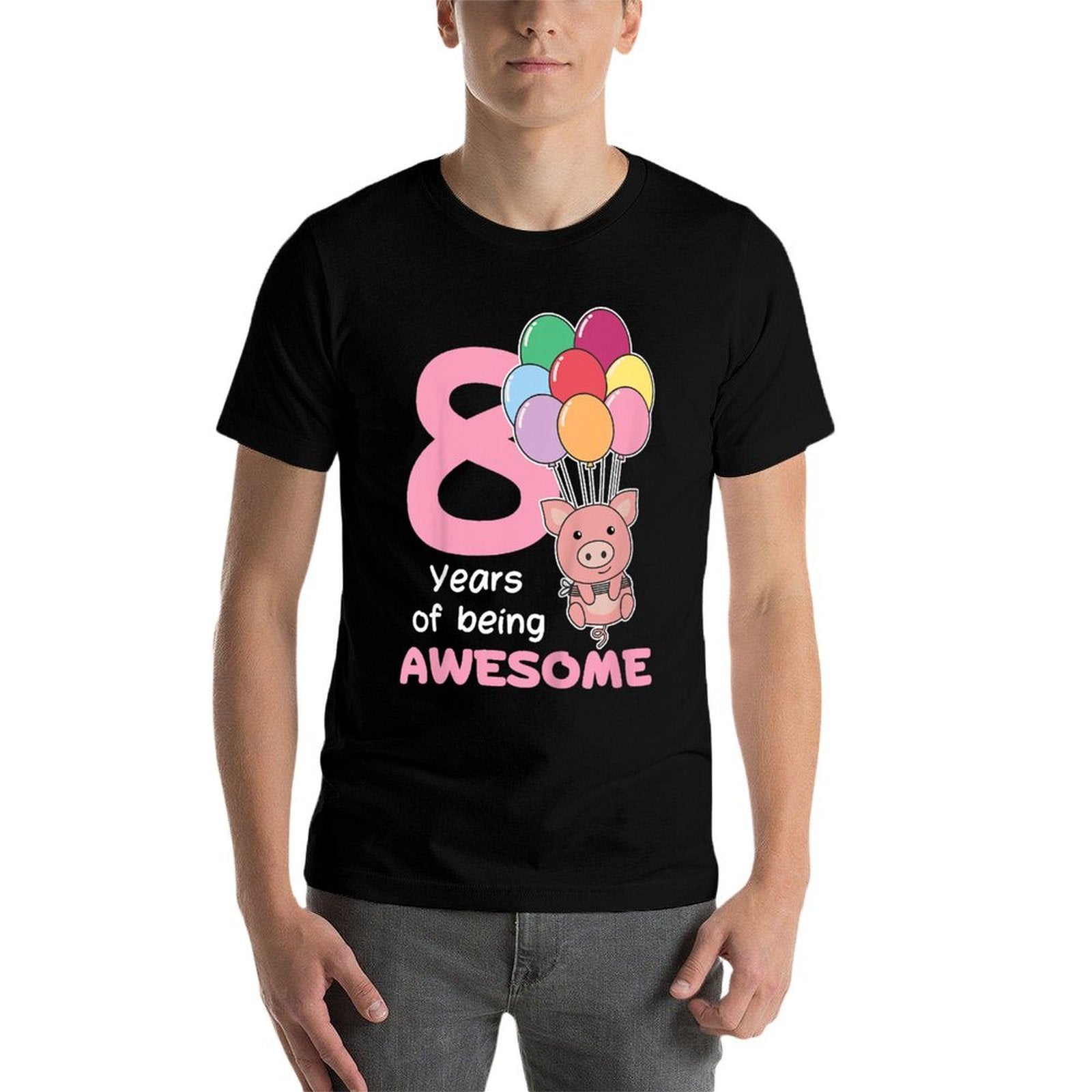 Kids Pig For 8th Birthday For Children Eight Years Old  Vintage-inspired T-Shirt