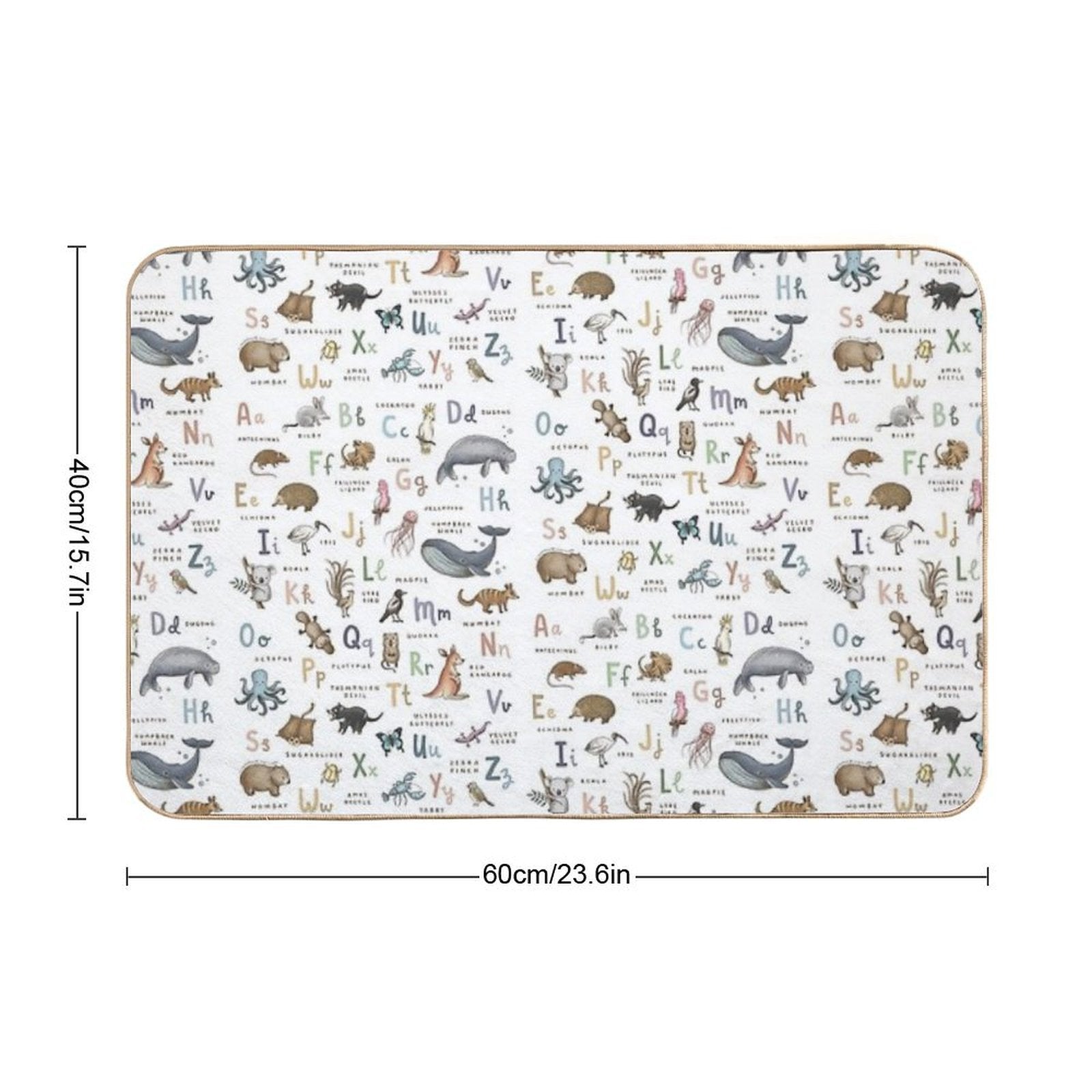 Australian Animals Alphabet Durable Bath Mat