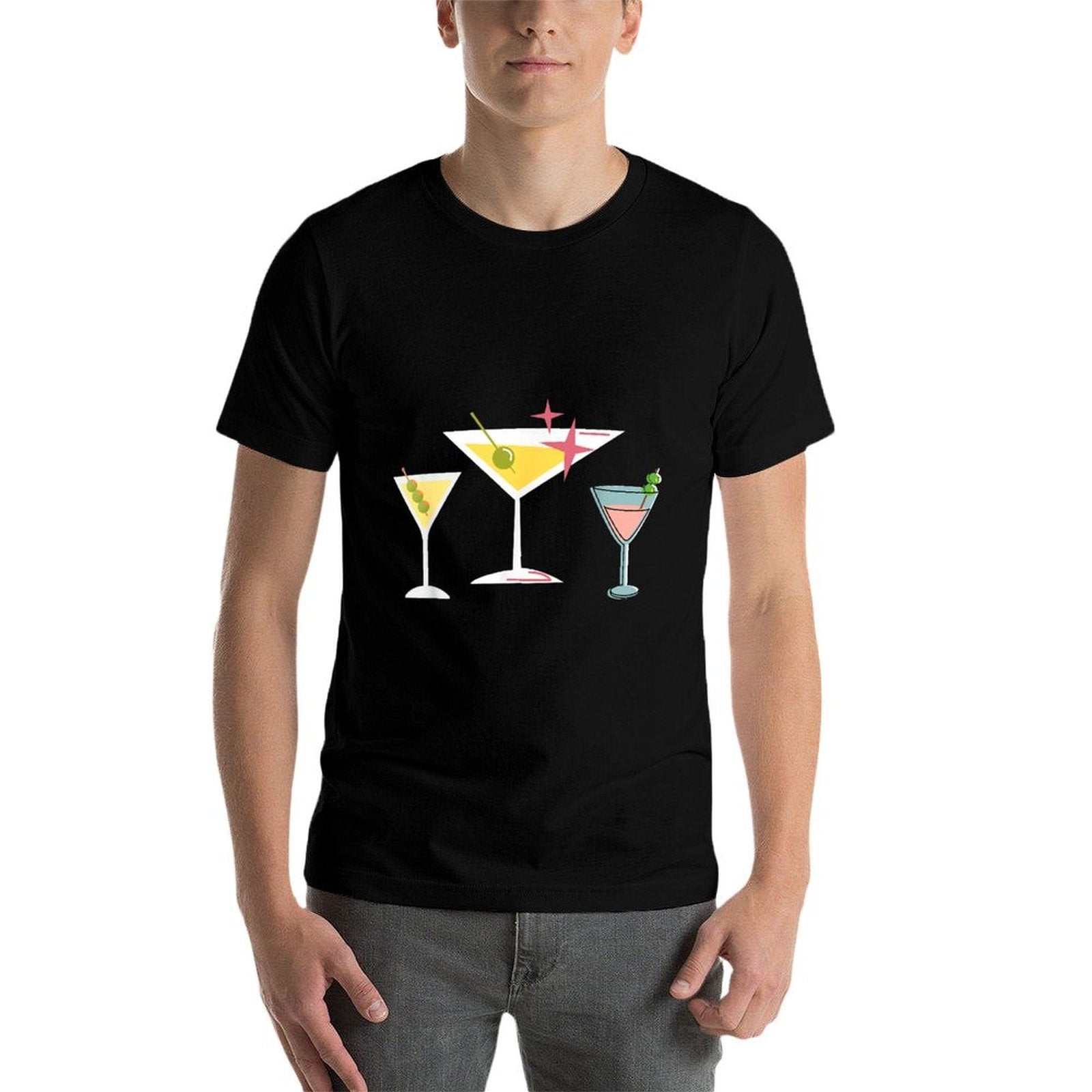 Moms Atomic Age Kitschy Treasures from The Past Retro Martini Cocktail Mid Century Modern MCM Vibe Aesthetic Unisex-Adults Black  Lightweight T-Shirt