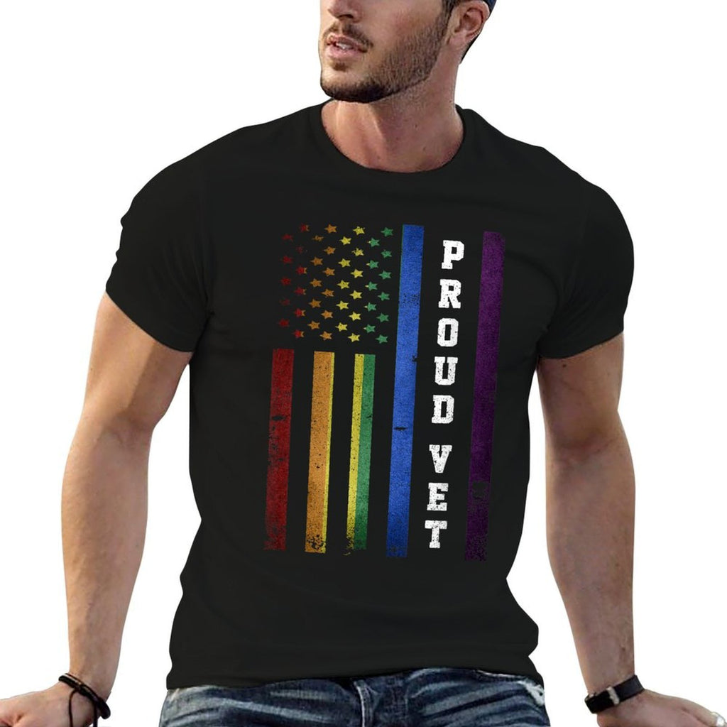 LGBT Military Soldier Pride Proud Veteran Rainbow USA  Trendy Pattern T-Shirt