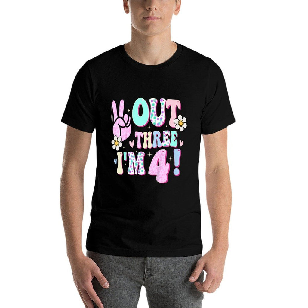Peace Out Three I'm 4 Four Year Old Girl 4th Birthday  Eco-friendly Material T-Shirt