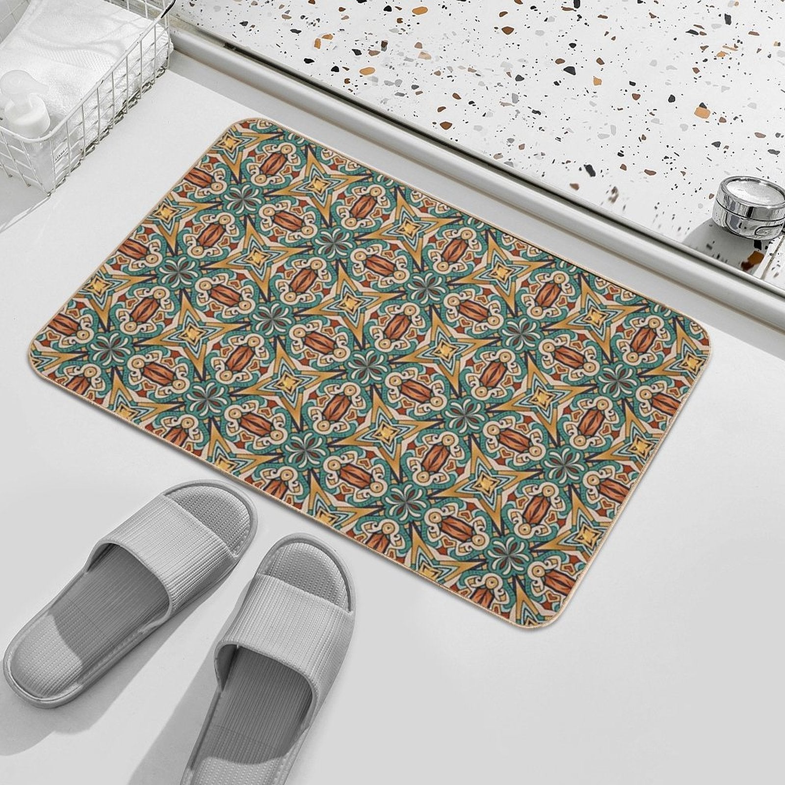 Aztec Art Tile Mexican Textiles Pattern  Long-Lasting Bath Mat