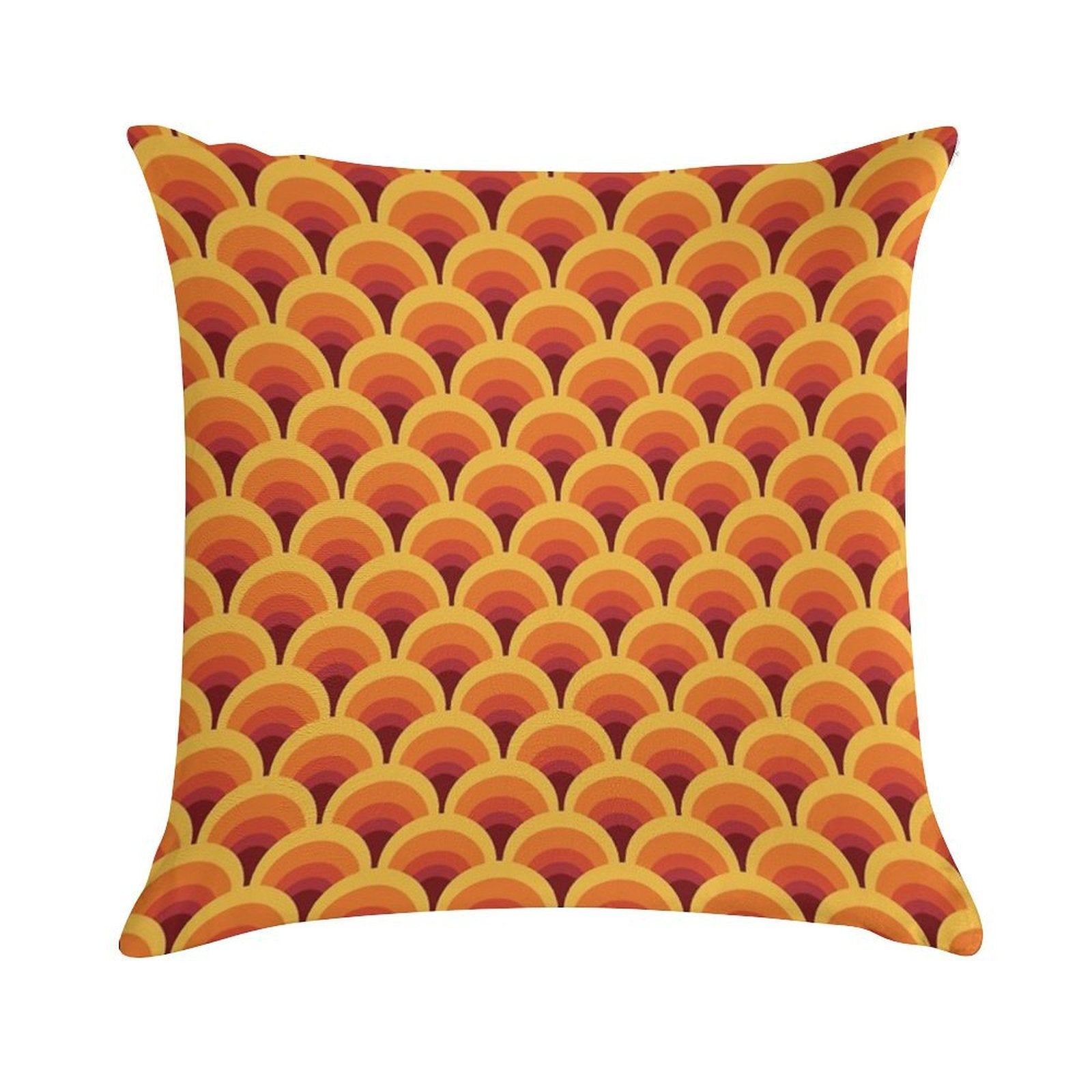 Orange Wave Gradient Retro Pattern Soft Anti-Pilling Throw Pillow