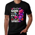 Blessed by God Loved by Jesus Floral Butterfly Christian  Heathered Texture T-Shirt