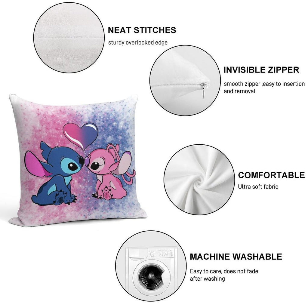 Stitch And Angel Soft Shrink-Resistant Throw Pillow