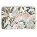 Tropical Cockatoo And Jungle Botanical Garden Pattern - White  Rapid-Drying Bath Mat