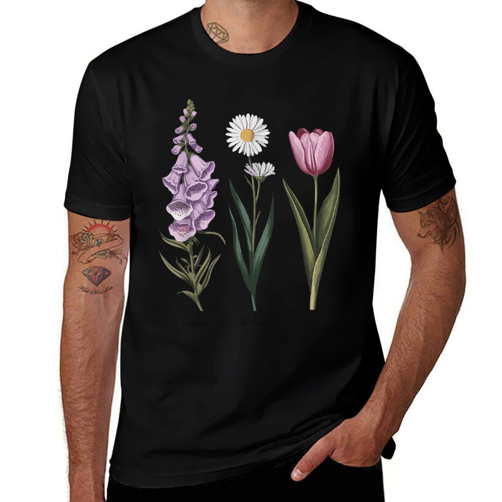 Foxglove Daisy Tulip Floral Botanical Beauty Flower Lovers  Moisture-wicking T-Shirt