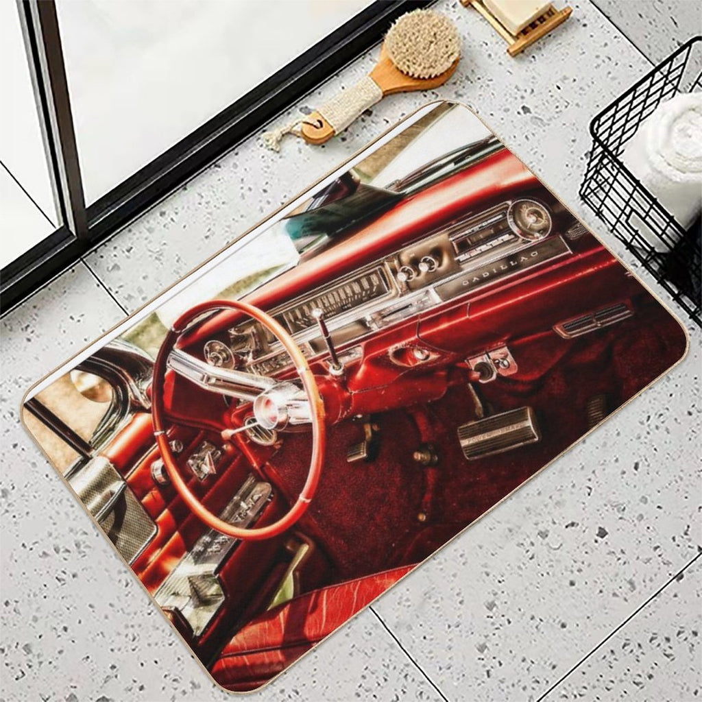 Classic Cadillac Interior. Red.  Versatile Bath Mat