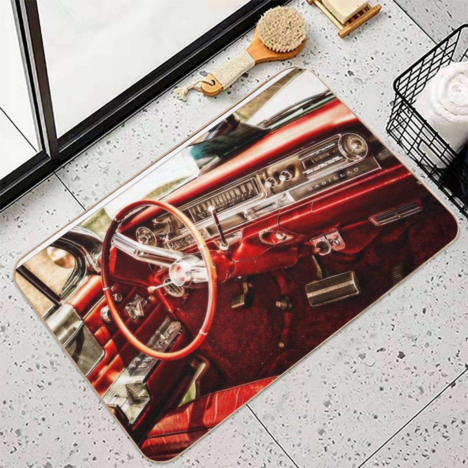 Classic Cadillac Interior. Red.  Versatile Bath Mat