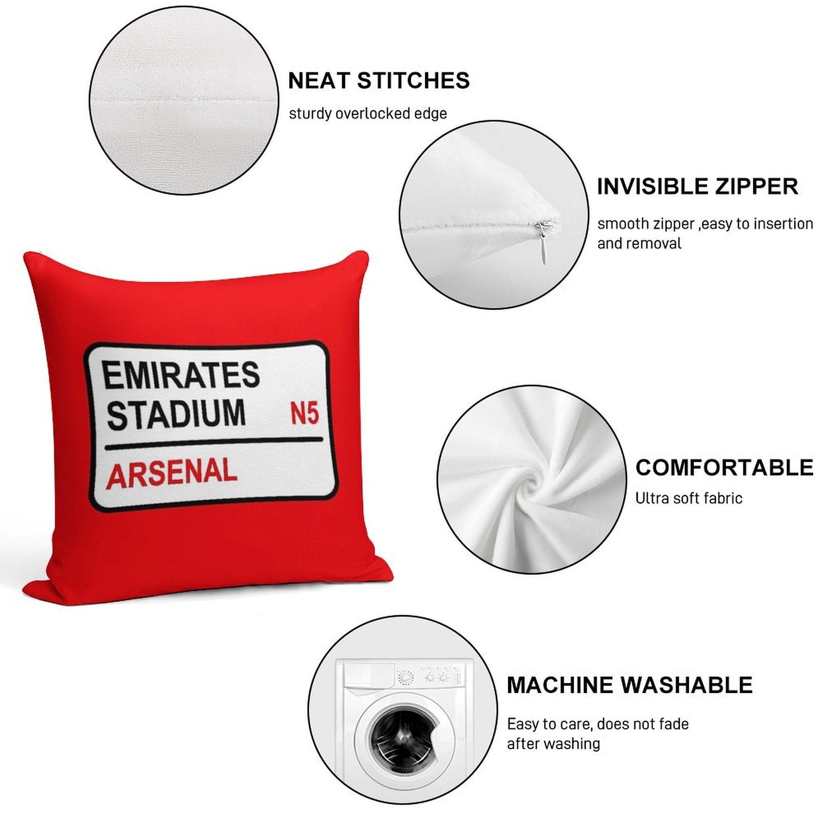 Emirates Stadium Football Sign Soft High-Density Material Throw Pillow