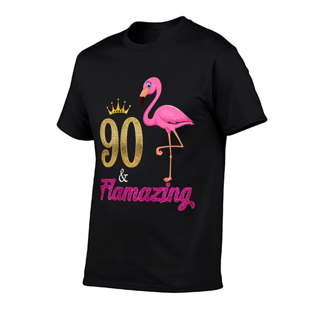 90 And Flamazing Flamingo 90th Birthday Queen 90 Year Old  Tagless Design T-Shirt