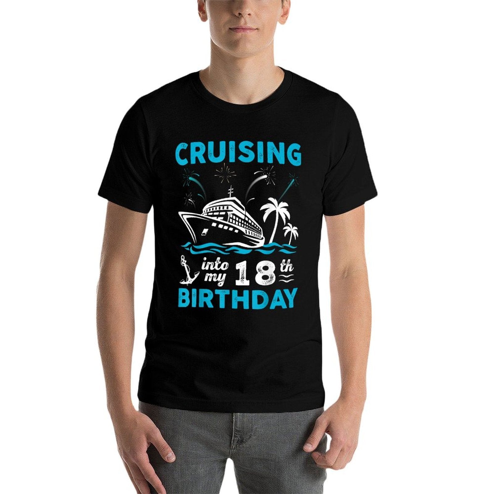 18 Year Old Birthday Cruising Into My 18th Birthday Cruise  Tagless Design T-Shirt