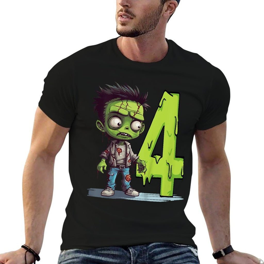 Kids Scary Zombie - Four Years - Creepy 4th Birthday Halloween  High-quality Stitching T-Shirt
