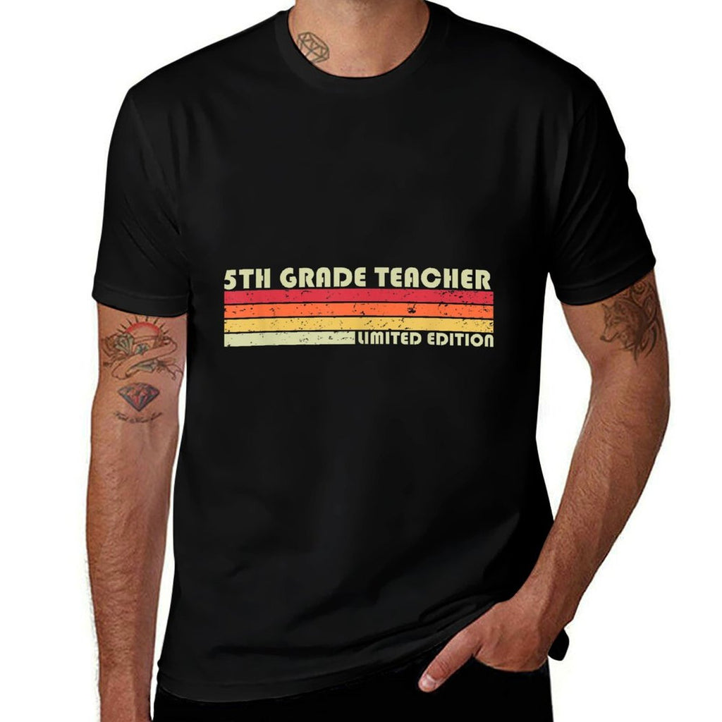 5TH GRADE TEACHER Funny Job Title Profession Birthday Worker  Oversized Silhouette T-Shirt