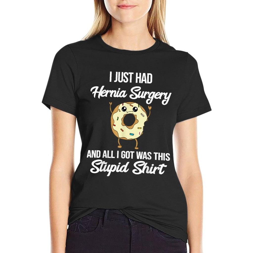 Hernia Surgery Recovery Meme Funny Get Well Quote Donut  Heathered Texture T-Shirt