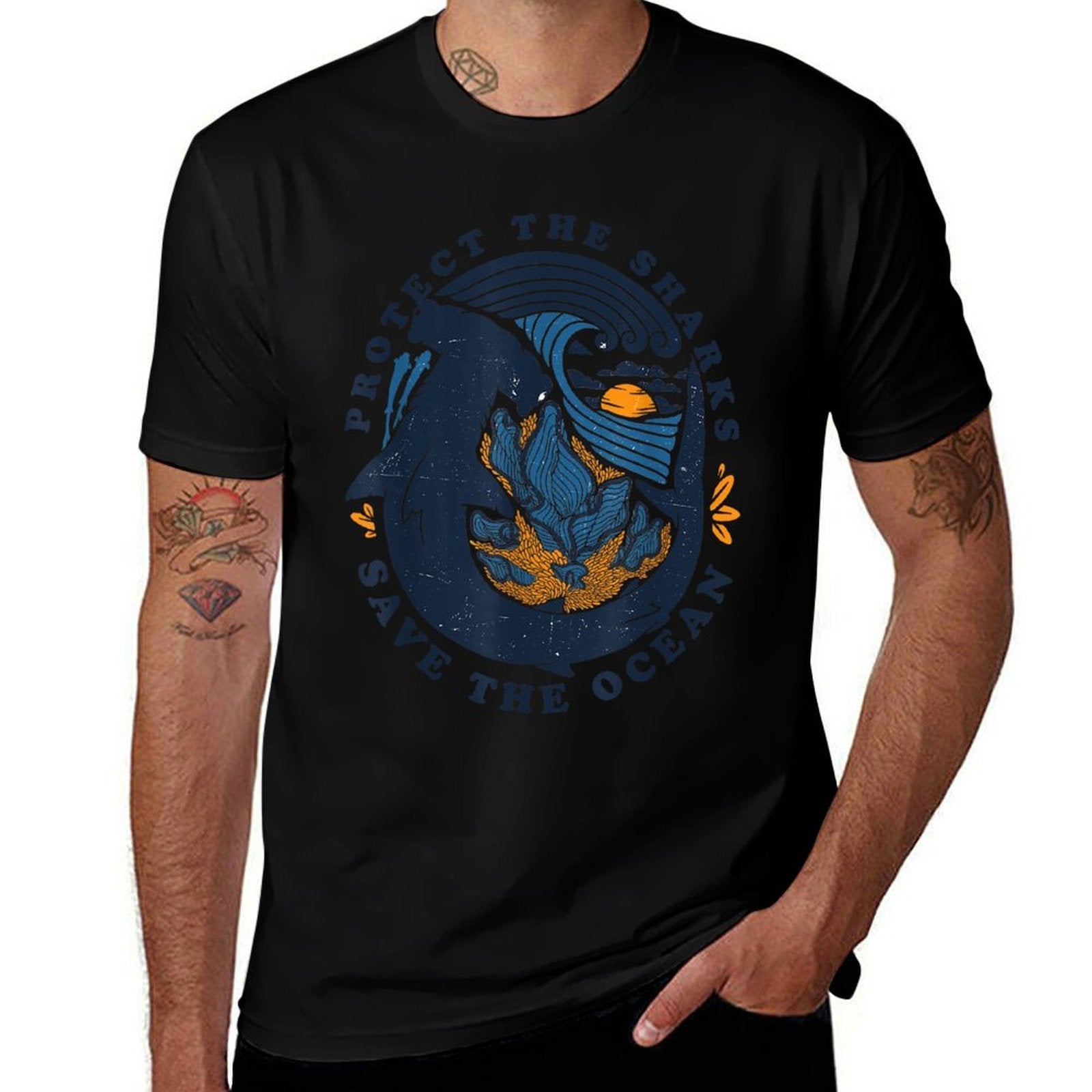 Protect The Shark Save The Ocean Save Ocean Animals Retro  Breathable T-Shirt