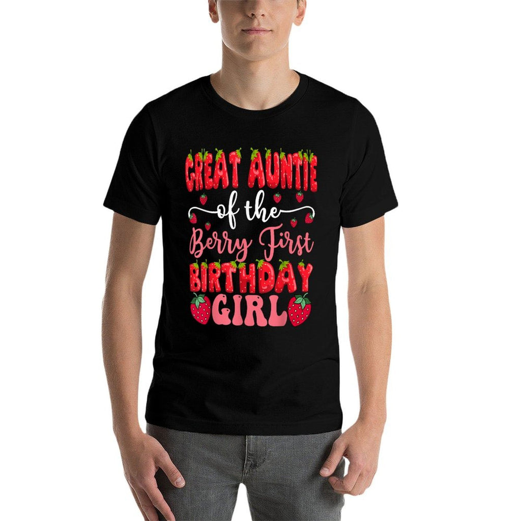 Great Auntie Of The Berry First Birthday Girl Strawberry  Summer-ready Fabric T-Shirt