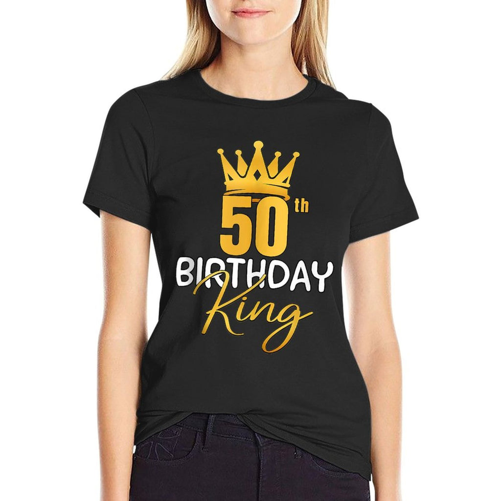 50th Birthday King Gold Crown For Boys And Men  Wrinkle-resistant T-Shirt