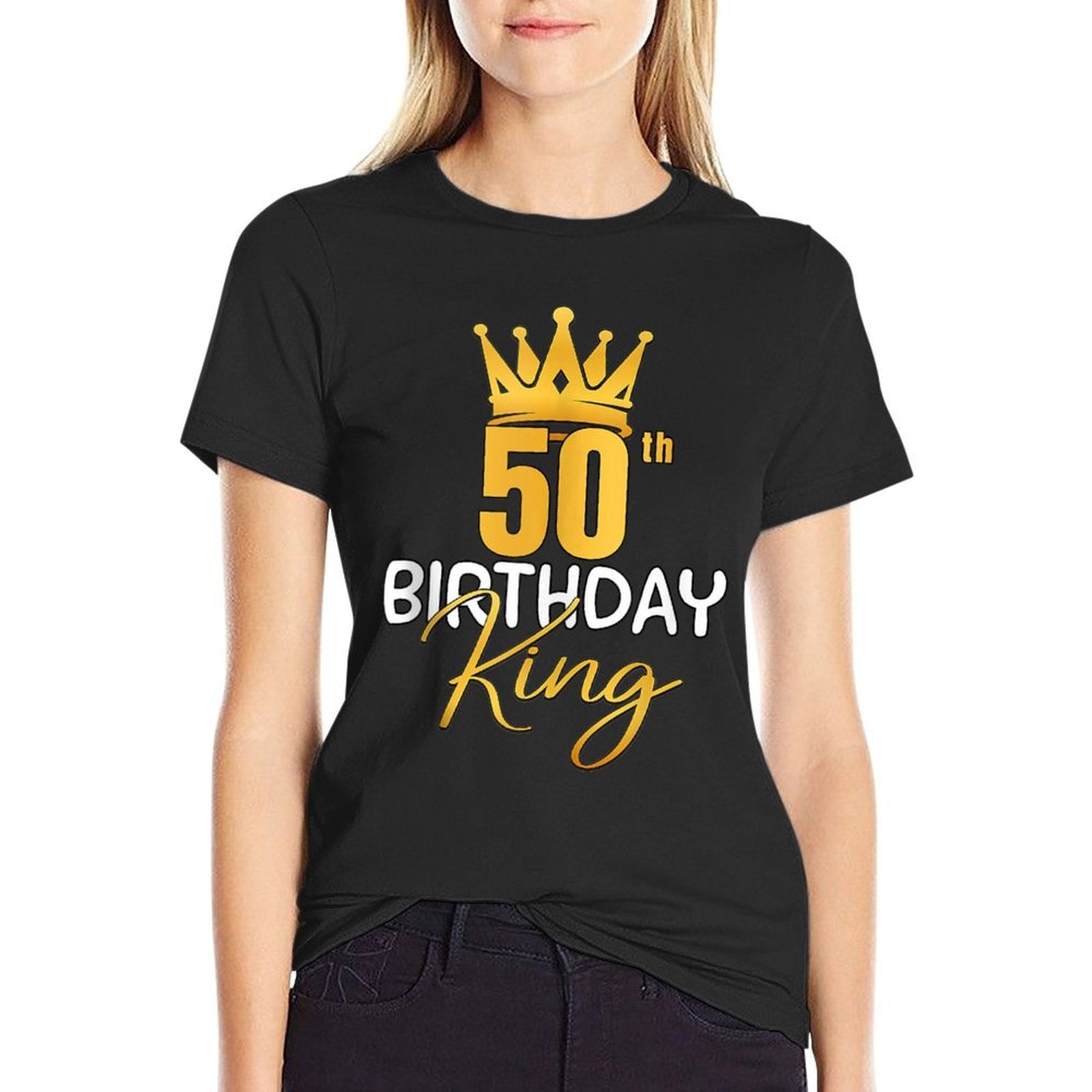 50th Birthday King Gold Crown For Boys And Men  Wrinkle-resistant T-Shirt