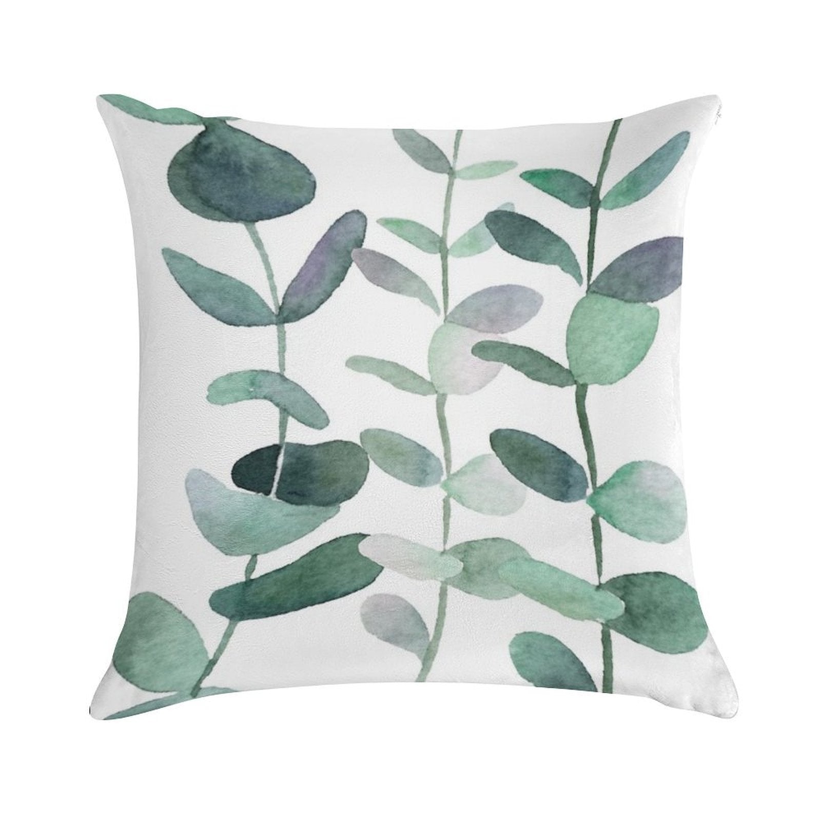 Watercolor, Eucalyptus, Leaves, Botanical, Painting, Green Soft Bedroom Essential Throw Pillow