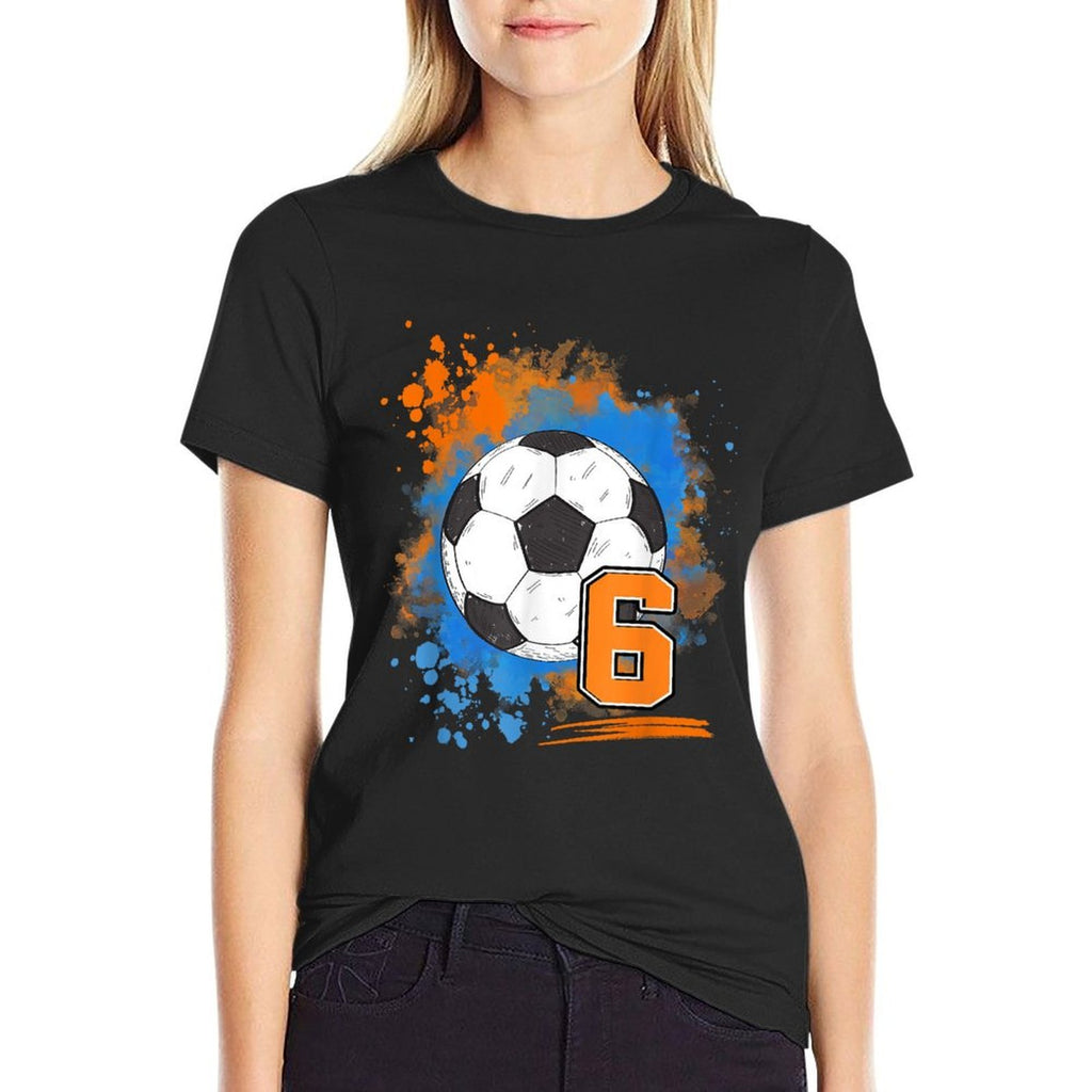 6th Birthday 6 Years Old Soccer Ball Comfortable T-Shirt