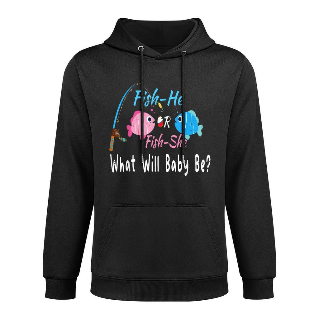 Fish-he Or Fish-she Pregnancy Announcement Fishing Lover Cotton-Polyester Blend Hoodie