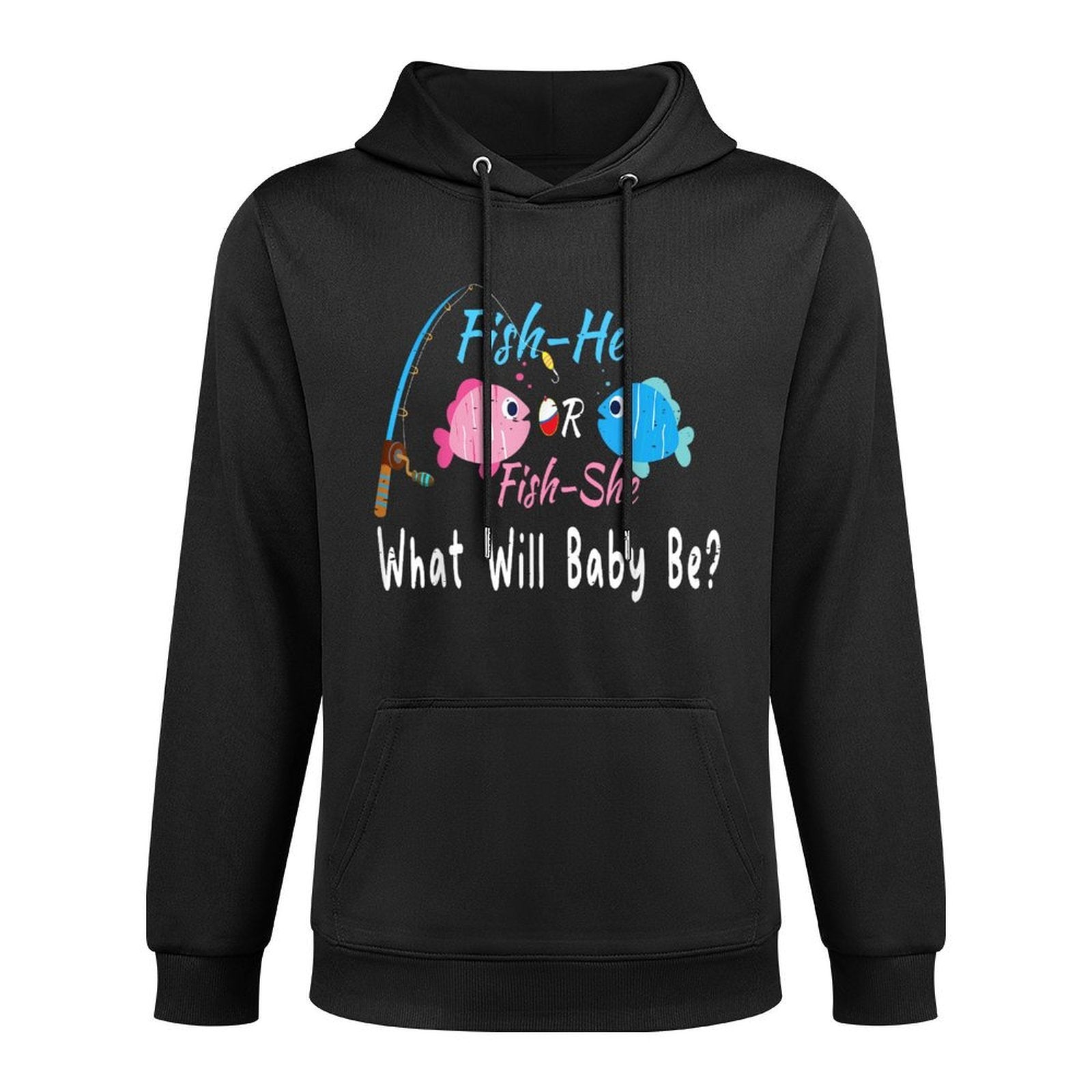 Fish-he Or Fish-she Pregnancy Announcement Fishing Lover Cotton-Polyester Blend Hoodie
