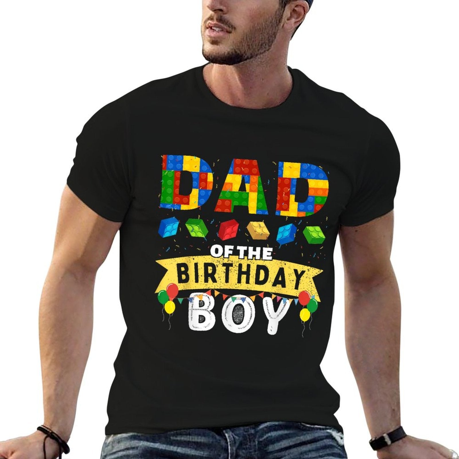 Dad of The Birthday Boy Building Blocks Master Builder  Breathable T-Shirt