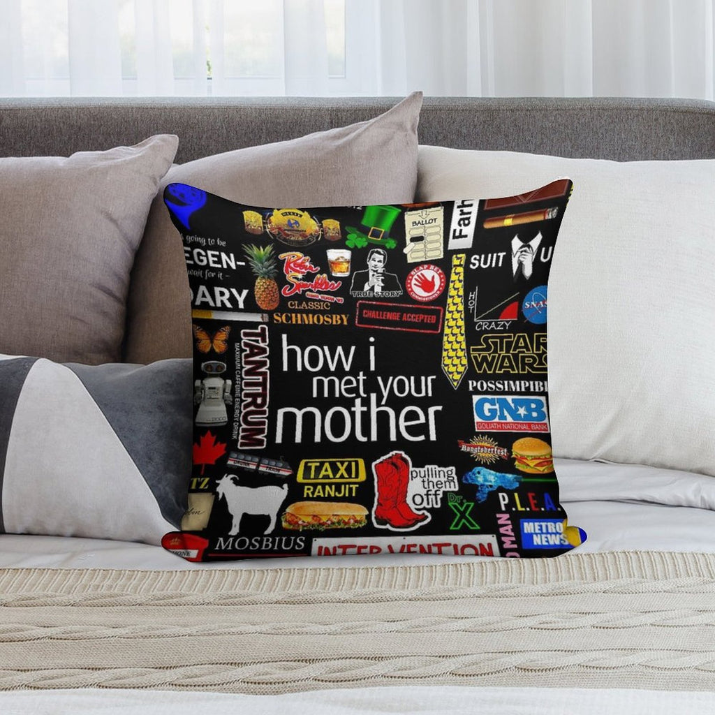 How I Met Your Mother Collage Poster Iconographic - Infographic Soft Skin-Friendly Throw Pillow