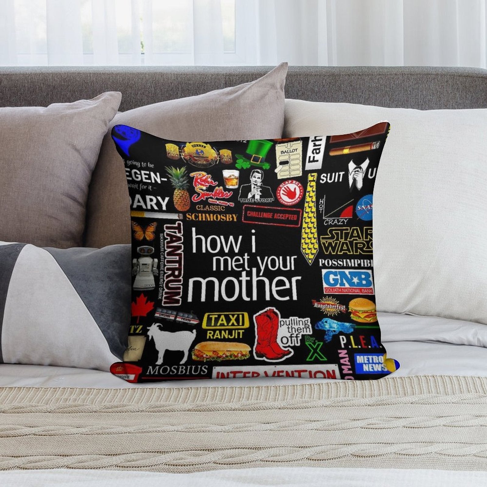 How I Met Your Mother Collage Poster Iconographic - Infographic Soft Skin-Friendly Throw Pillow
