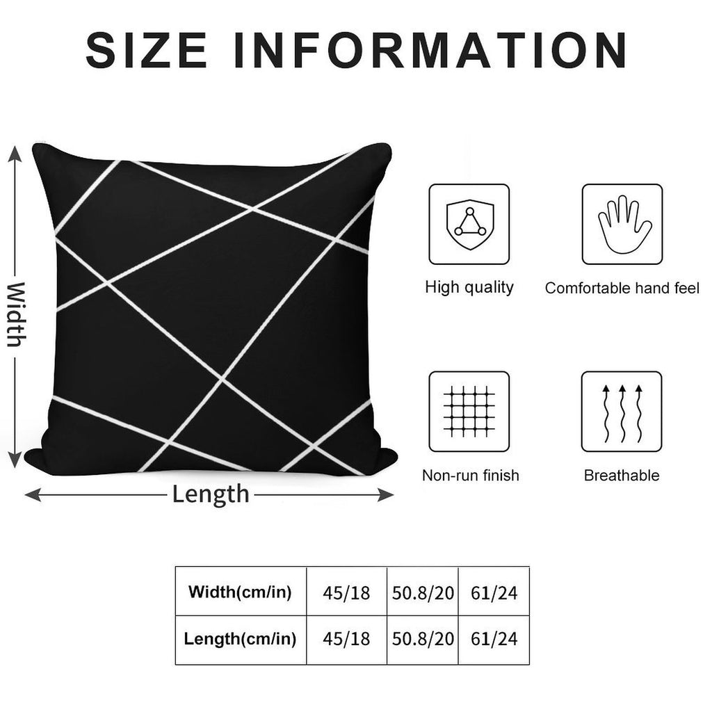 Geometric Abstract - Black And White. Soft Home Decor Throw Pillow
