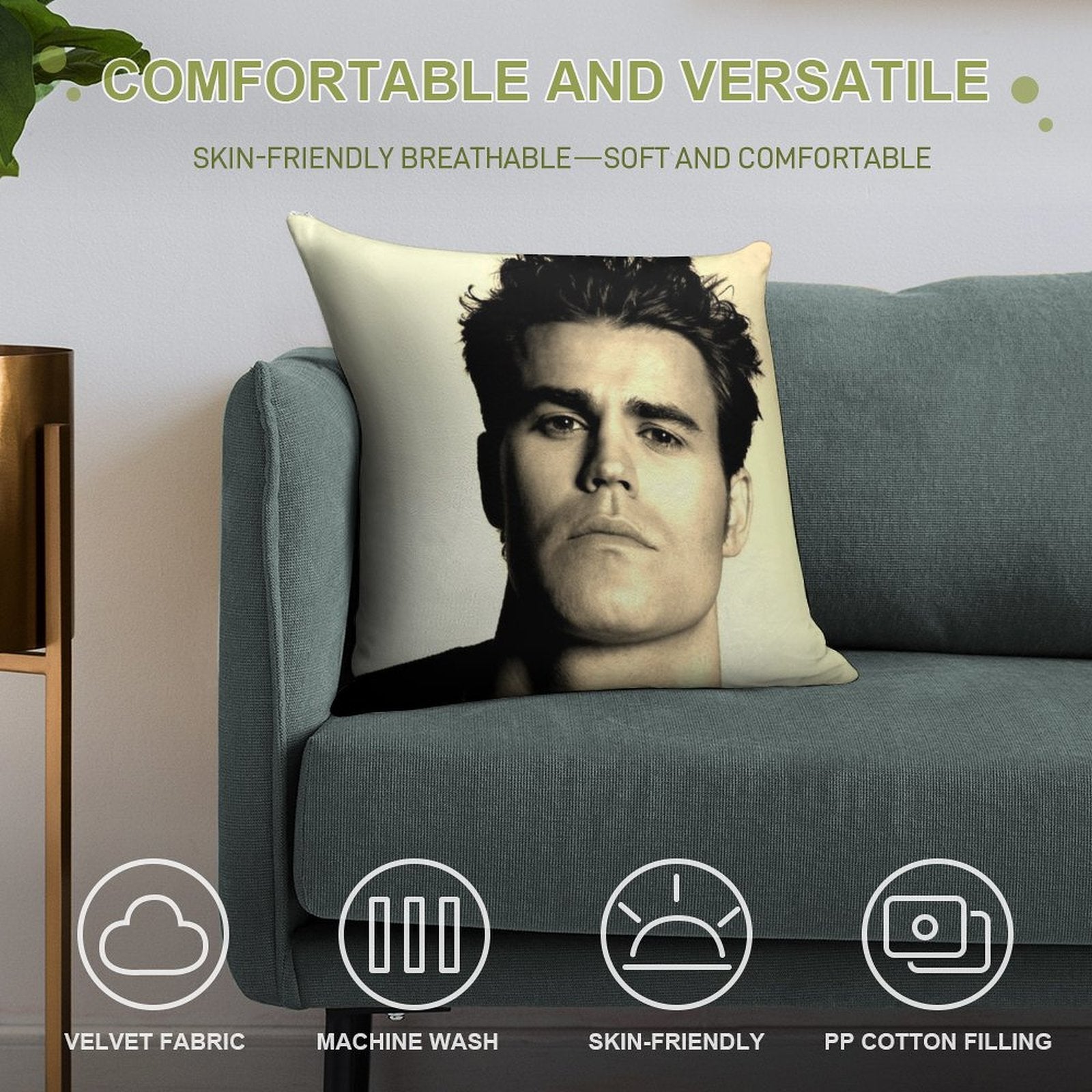 Paul Wesley GFY Soft High-Density Material Throw Pillow