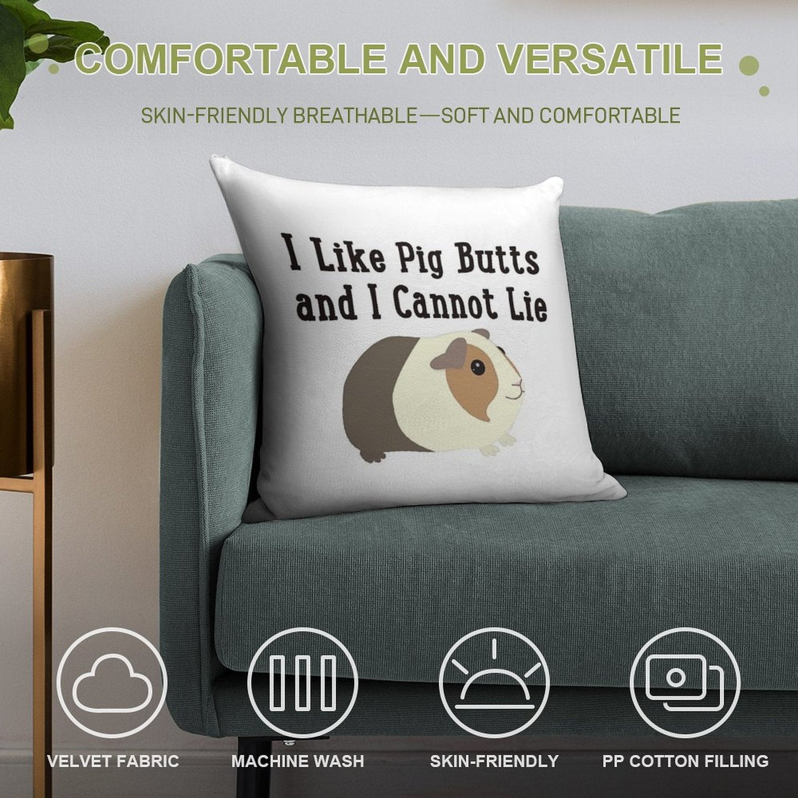 Guinea Pig Butts Soft Gift Ready Throw Pillow