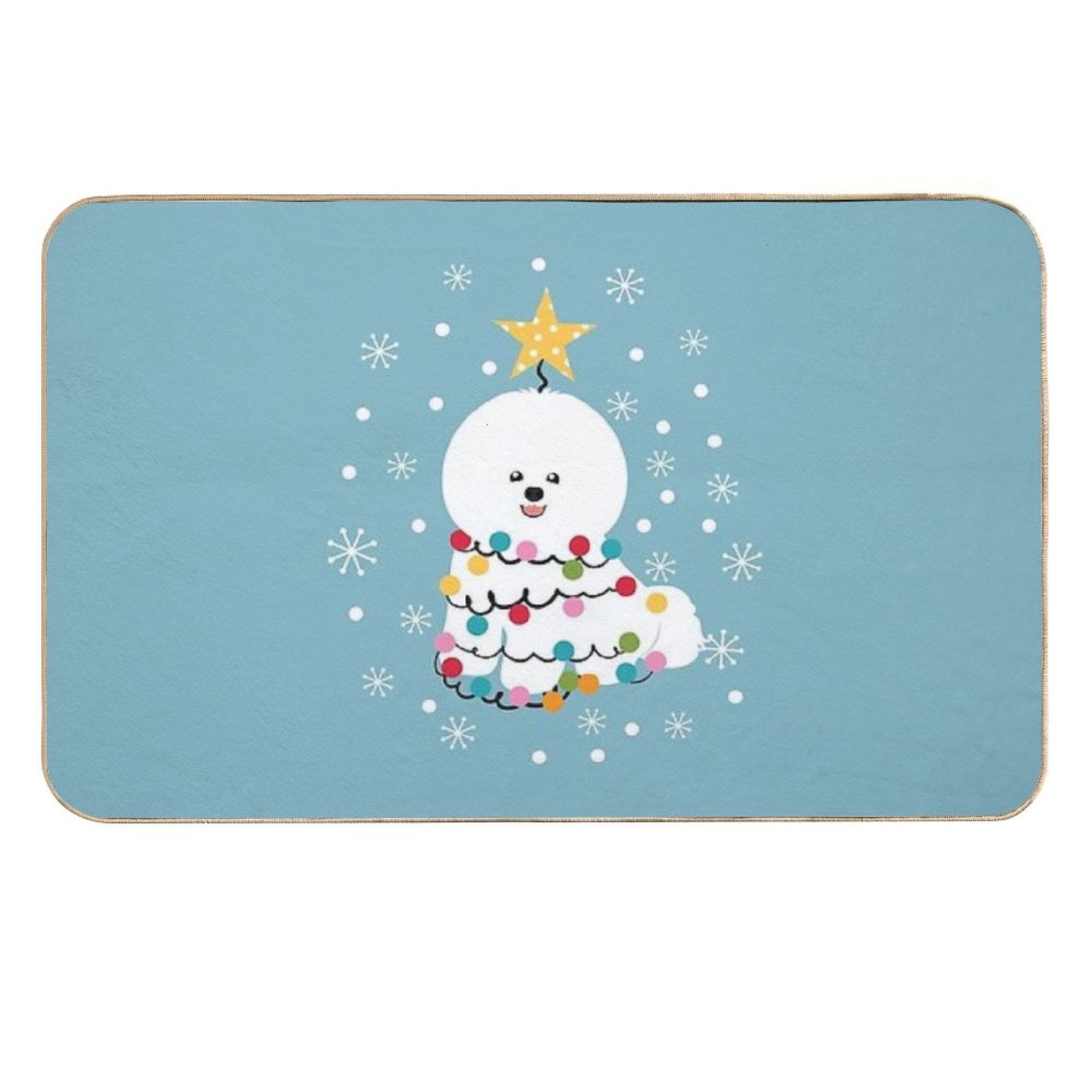 Bichon Frise Christmas Tree  Fade-Resistant Bath Mat