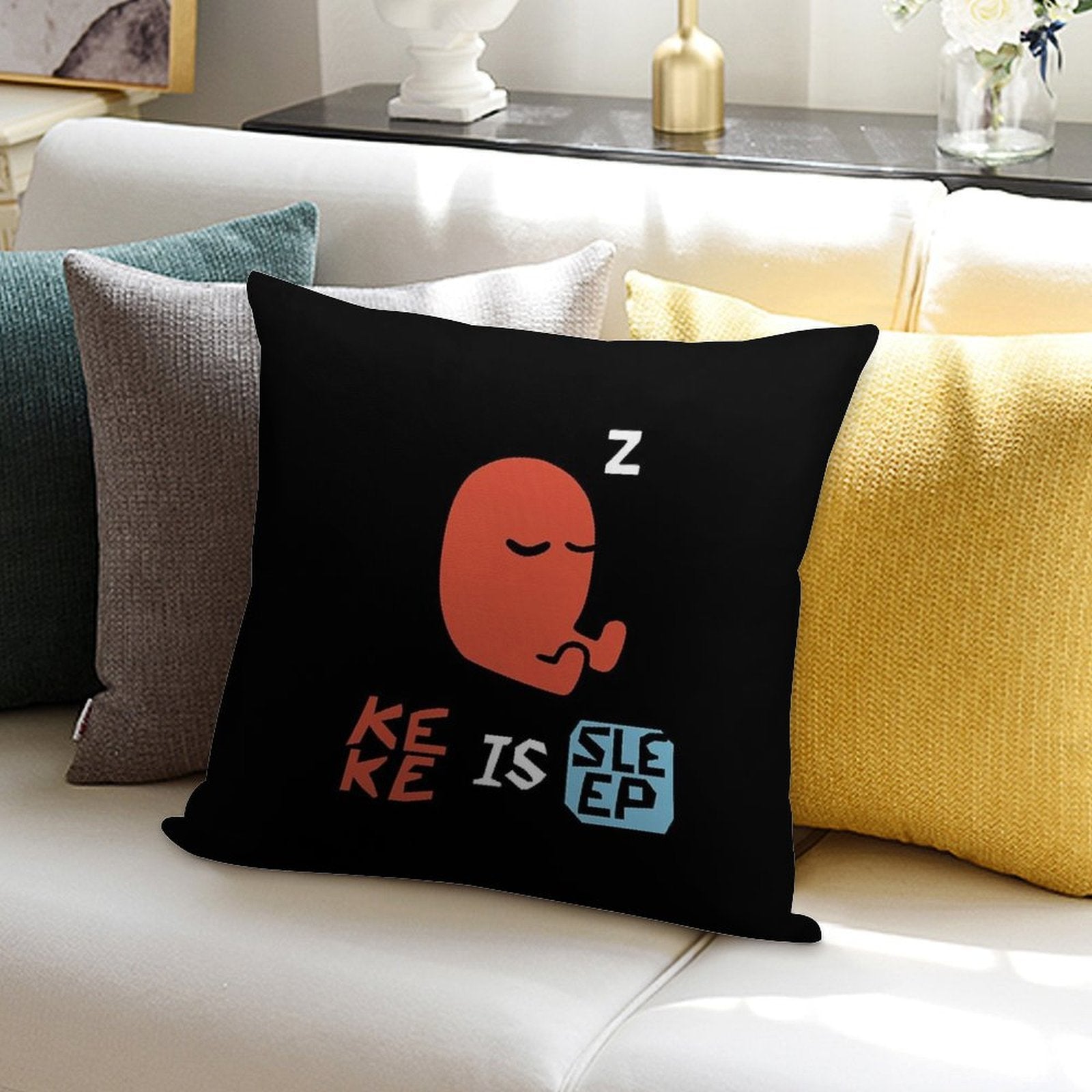 KEKE IS SLEEP Soft High-Density Material Throw Pillow