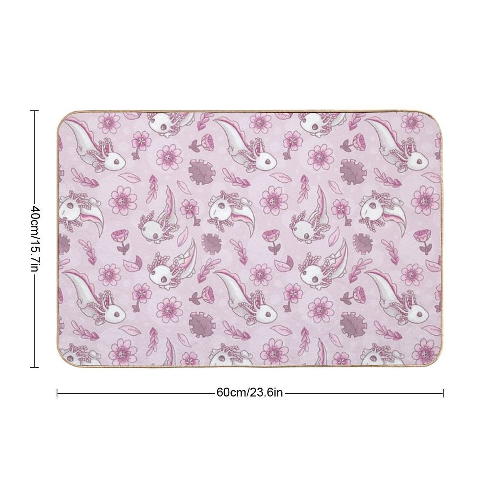 Floral Speckled Axolotl Pattern - Summer Edition  Rapid-Drying Bath Mat