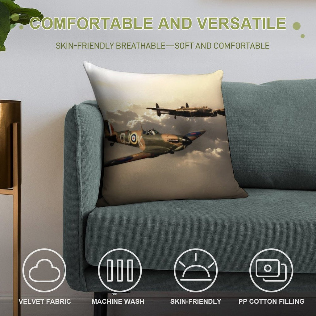 BBMF Spitfire And Lancaster Soft Skin-Friendly Throw Pillow