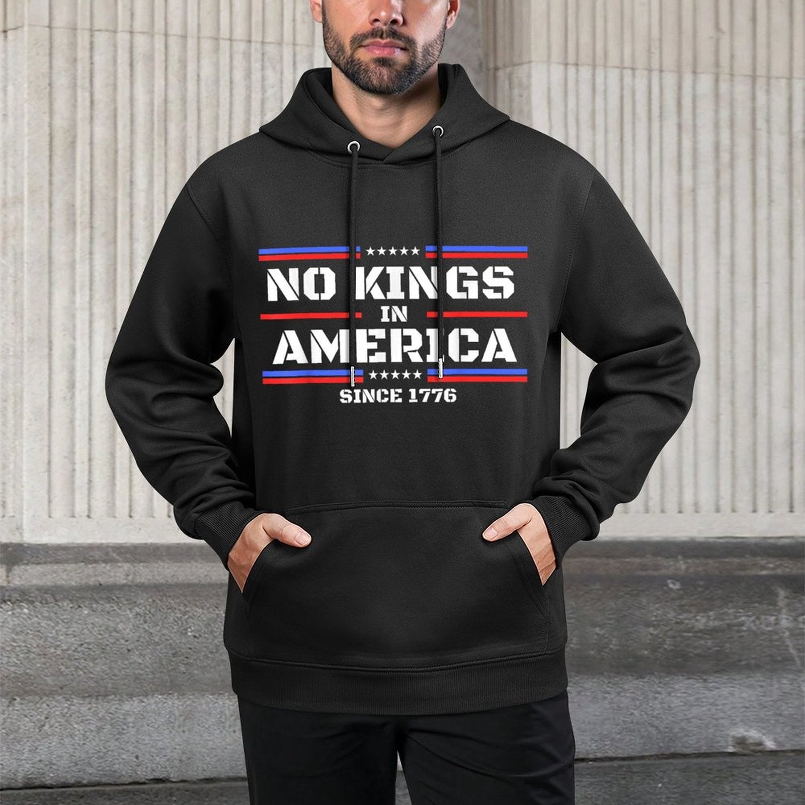 No Kings in America Since 1776 Vintage Versatile Streetwear Hoodie