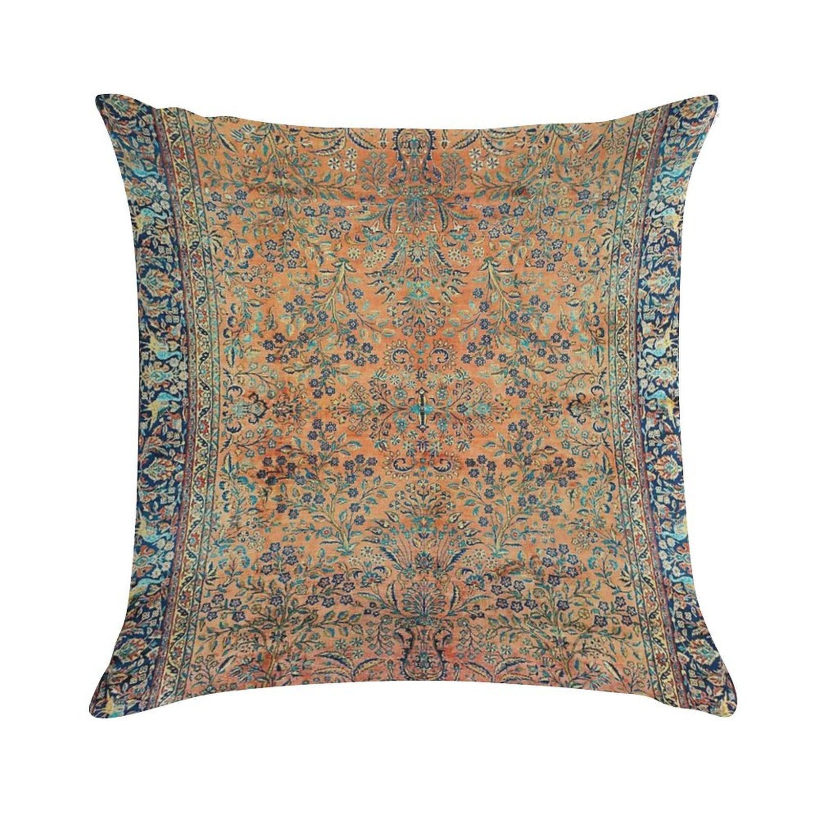 Manchester Kashan Floral Persian Carpet Print Soft High-Density Material Throw Pillow
