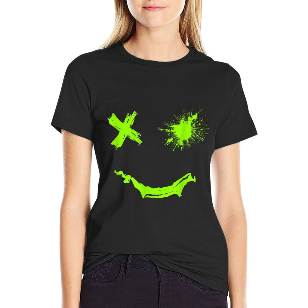 Green Grunge Smile Green Color Graphic  Classic T-Shirt