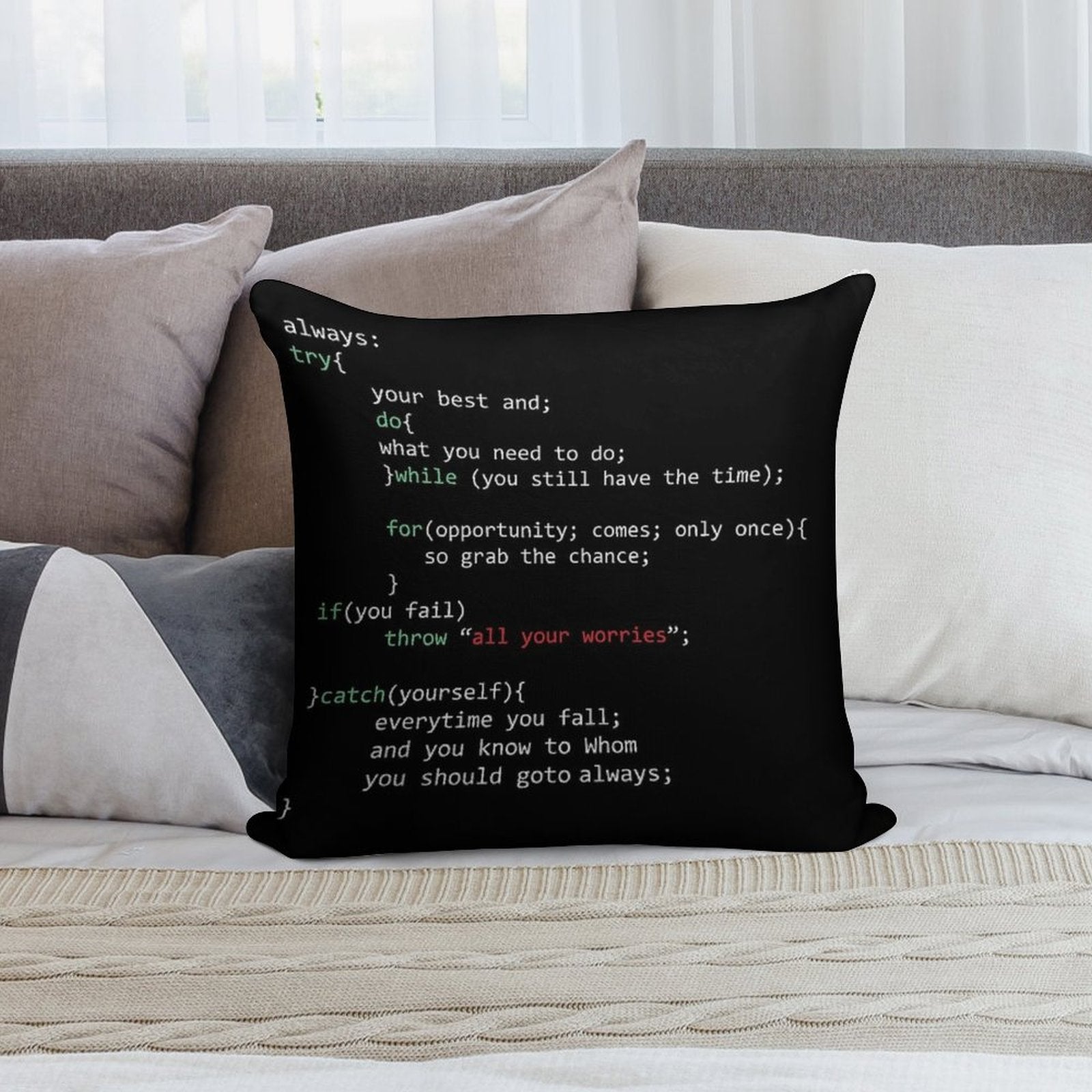 Geek Coder Soft Washable Throw Pillow