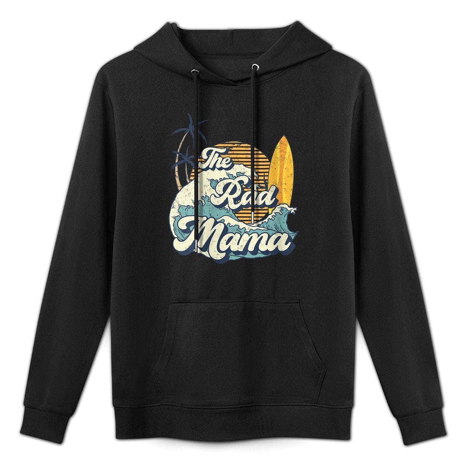 Womens The Rad Mama Big One Surf Birthday Decorations For Mom Mommy Medium-Weight Fabric Hoodie