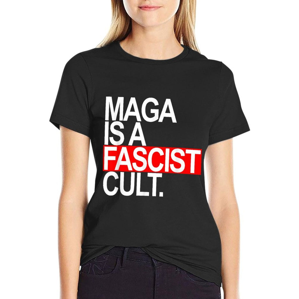MAGA IS A FASCIST CULT - Stand Against Fascism (red)  Rolled Sleeves T-Shirt