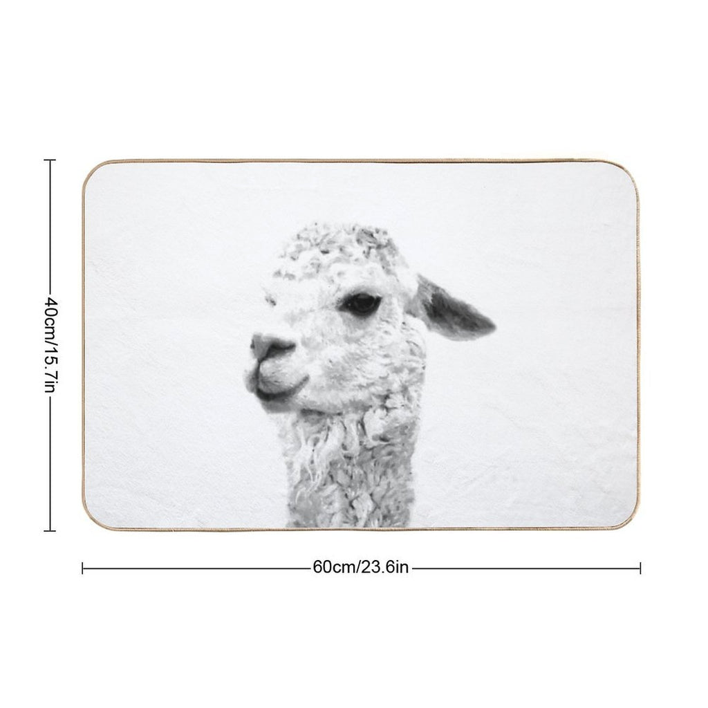 Black And White Llama  Pet-Safe Bath Mat
