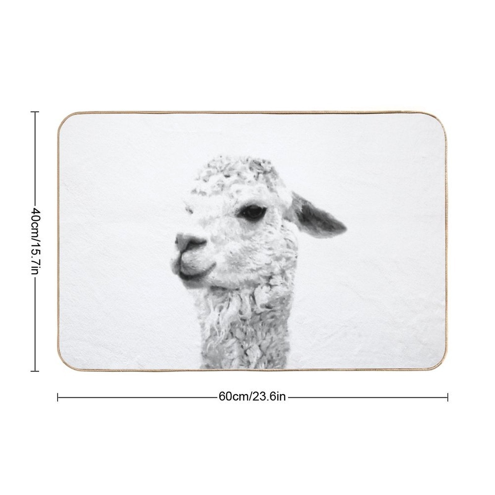 Black And White Llama  Pet-Safe Bath Mat